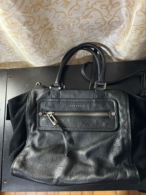 Sanctuary Black and Cream Patterned Lined Leather Bag